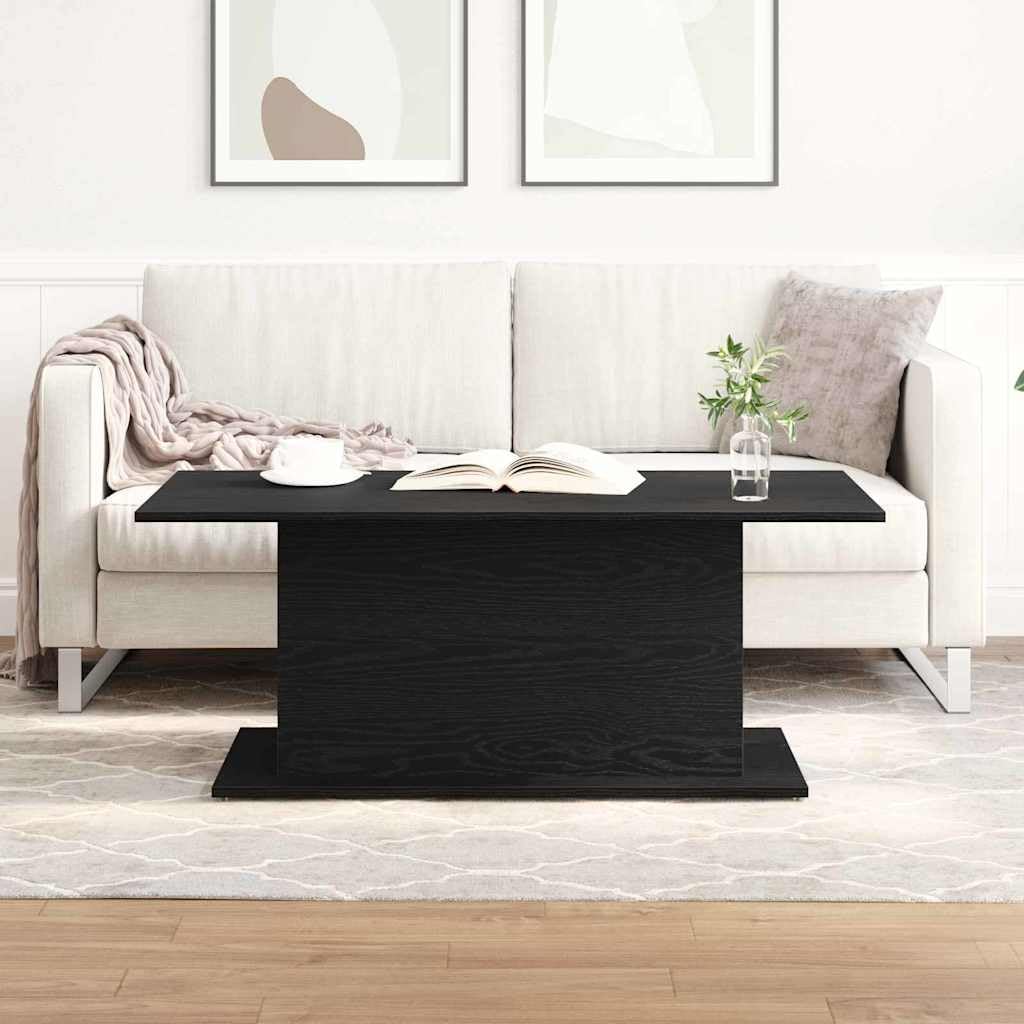 Mesa de centro con aspecto de roble negro, 102 x 55,5 x 40 cm, mesa de salón moderna de madera, mesa de sofá estable para el salón, mesa de café rectangular hasta 75 kg