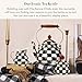 MACKENZIE-CHILDS Enamel Tea Kettle, Stylish Tea Kettle for Stovetop, Black-and-White Courtly Check, 2 Quarts