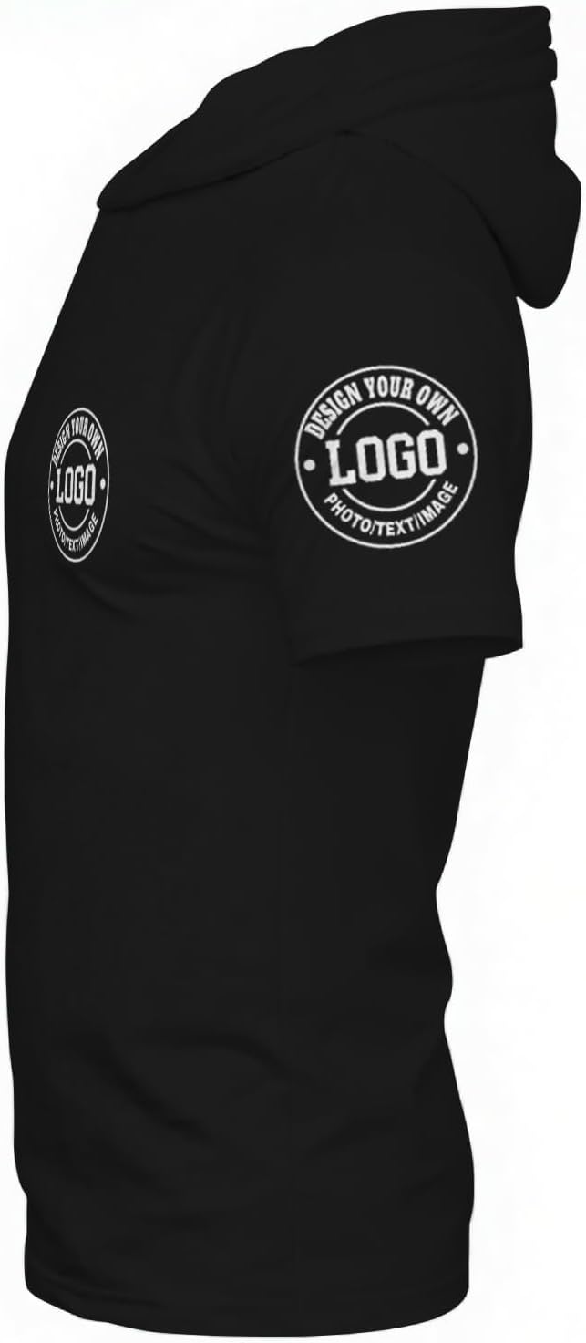 Custom Mens Short Sleeve Hoodie Personalized Hooded Short Sleeve T shirt Design Your Own Image Logo Text Hoodie - Image 3