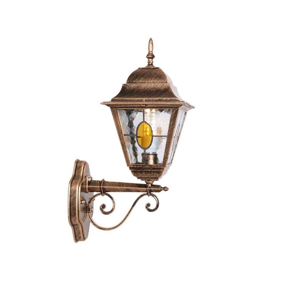 Pcqre IP54 Aluminum Alloy Outdoor Wall Light Retro Decorative Anti-Rust Wall Lantern Courtyard Wall Sconce Villa Balcony Waterproof Glass Wall Lantern Cafe Corridor Light Fixture E27