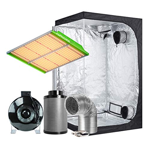 PrimeGarden Alphapar 200W New Tech Full Spectrum Sunlike LED Grow Light + 48"x 48"x 80" Grow Tent + 6" Inline Fan + 6" Carbon Filter + Duct Combo Hydroponics Growing Complete Kit