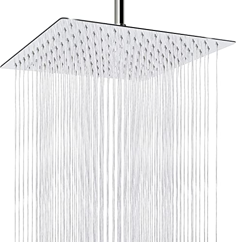Regenduschkopf, VIGIME 12 Zoll großer rechteckiger Regenduschkopf aus Edelstahl, luxuriöses Duscherlebnis, Badezimmerersatz, Decken- oder Wandmontage, Chrom-Finish Cover