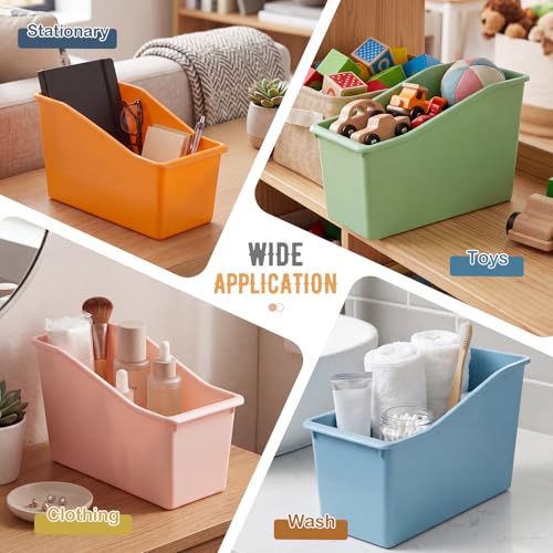 Image of Geetery Plastic Book Bins for Classroom, 12 Pcs, Macaron Color