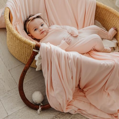 Image of Copper Pearl Jumbo 3-Layer Baby Blanket: Soft Baby Quilts for Boys and Girls | Breathable, Cozy, Toddler Blanket | Baby Quilt for Newborns | 46x46 Premium Polyester /Rayon | Blush