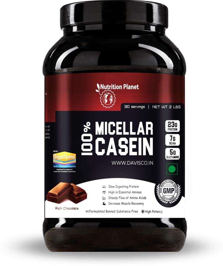 100% Micellar Casein (With Added DigeZyme) for Pre/Post Workout Recovery (Chocolate - 2lb, 30 Servings)