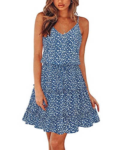 Image of Newshows Women's Summer Casual Dress Cute A Line Ruffle Hem Flattering Fit Beach Vacation Sundress