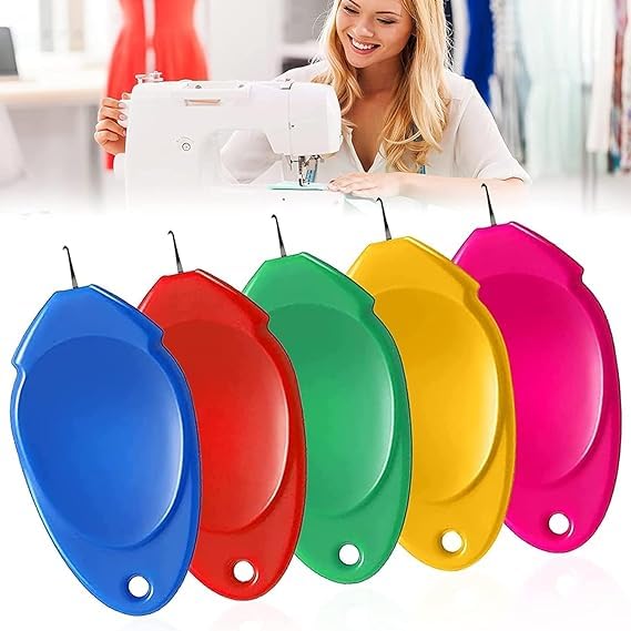 Image of Needle Threader, Small Needle Eye Threader Tool, Easy Threader for Machine and Hand Sewing, Threading, Ideal for Needlework, with Transparent Box, Color Random (6pcs) (T5 + ST 4 with Box)
