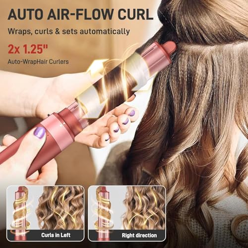 Image of MESCOMB 5 in 1 High-Speed Hot Air Styler, Professional Frizz-Free Hair Dryer Brush, Fast Drying, No Heat Damage Air Styler Wrap for Curl, Volumize, Straighten, Includes Travel Bag (Hot Pink)