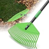 Plastic Rake for Leaves - Upgraded Anti-Break Nylon Head,75" Adjustable Leaf Rake,Gentle on Lawn,Garden,Yard,Grass,Pine Needle,Shrub,Lightweight for Women,Seniors,Kid,Gardening Camping Use