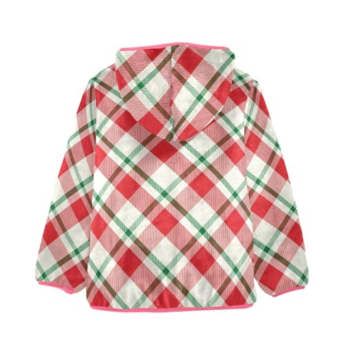 GuoChe Cream Merry Christmas Plaid Red Big Girls Jackets With Sherpa Lining2