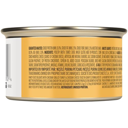Fancy Feast Delights with Cheddar Wet Cat Food, Grilled Turkey & Cheddar Cheese Feast - 85 g Can (24 Pack) - Image 3