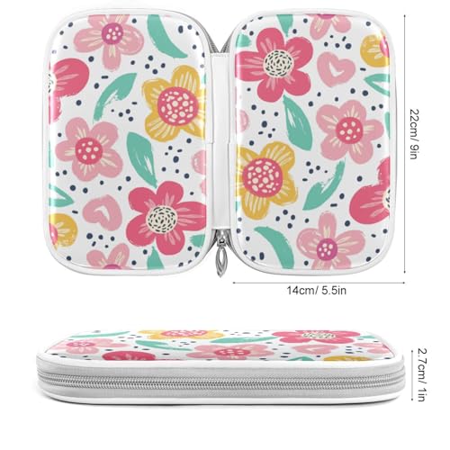 Image of Childish Flowers Marble Pencil Bag Case Zipper Pencil Holder Organizer Stationary Pen Bag Cosmetic Makeup Bag Pouch Purse for School Office Supplies