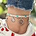 Produktbild Forall Türkis Fußkettchen Sommer Zierliche Muschel Knöchel Armband Boho Schmuck Strand Seestern Fußkettchen Kette Verstellbar Für Frauen Mädchen Freunde