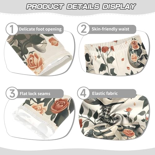 Bolaz Toddler Girls Leggings Printed Yoga Pants Leggings Skeleton Roses for Kids3