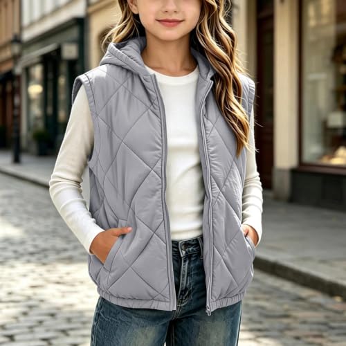 Piuwrlz Girls Hooded Puffer Vest Zip Up Sleeveless Jacket - image 2