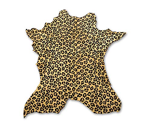Zerimar Alfombra Piel de Vaca Natural Teñida Leopardo | Medidas: 105x90 cm | Piel para Artesanos | Alfombra Salón | Alfombra Decoración | Piel para Manualidades