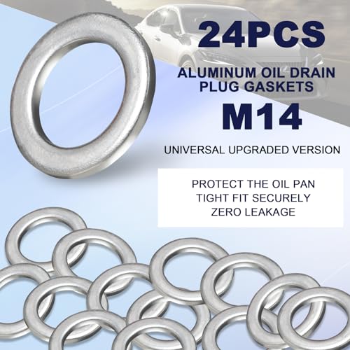 24-PCS Oil Drain Plug Gasket Washer- Aluminum M14 Crush Washer Oil Drain Plug- Premium Seal Replaces for OEM 94109-14000, Honda, Accord, Acura, Civic, Ridgeline, Odyssey, CR-V, Pilot, Fit, Element