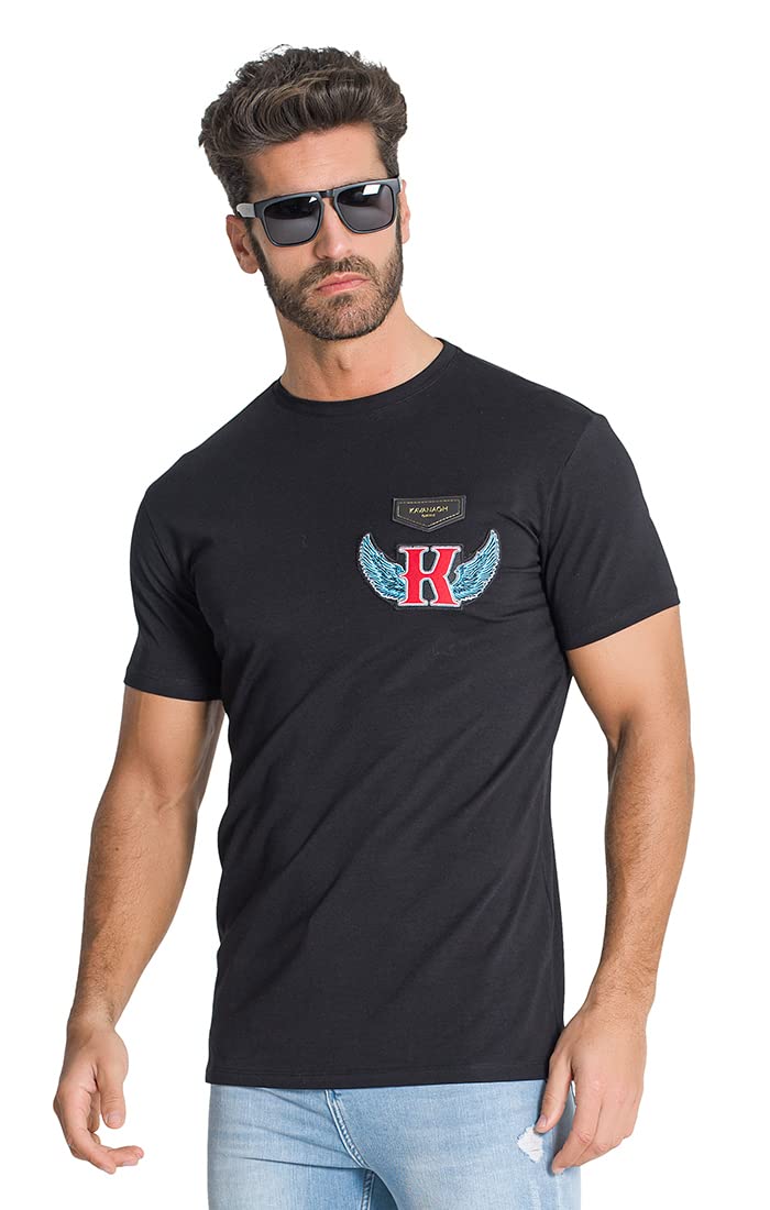 Gianni KavanaghMen's Black Anarchy Patch Tee T-Shirt