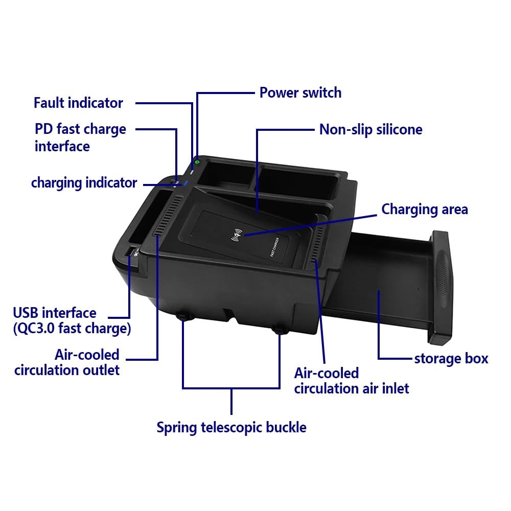 Chargeur de voiture sans fil adapté for Crv 2017 2018 2019 2020 2021, support de téléphone portable, tapis de charge rapide, accessoires