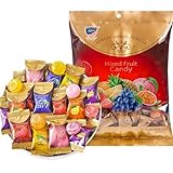 JGFWAT 500g Fruchtbonbons-Mix - 6 fruchtige Sorten (Erdbeere, Traube, Maracuja, Ananas, Orange, Pfirsich) - Hartbonbons mit Fruchtsaft, perfekt zum Teilen für Familie, Schule, Büro