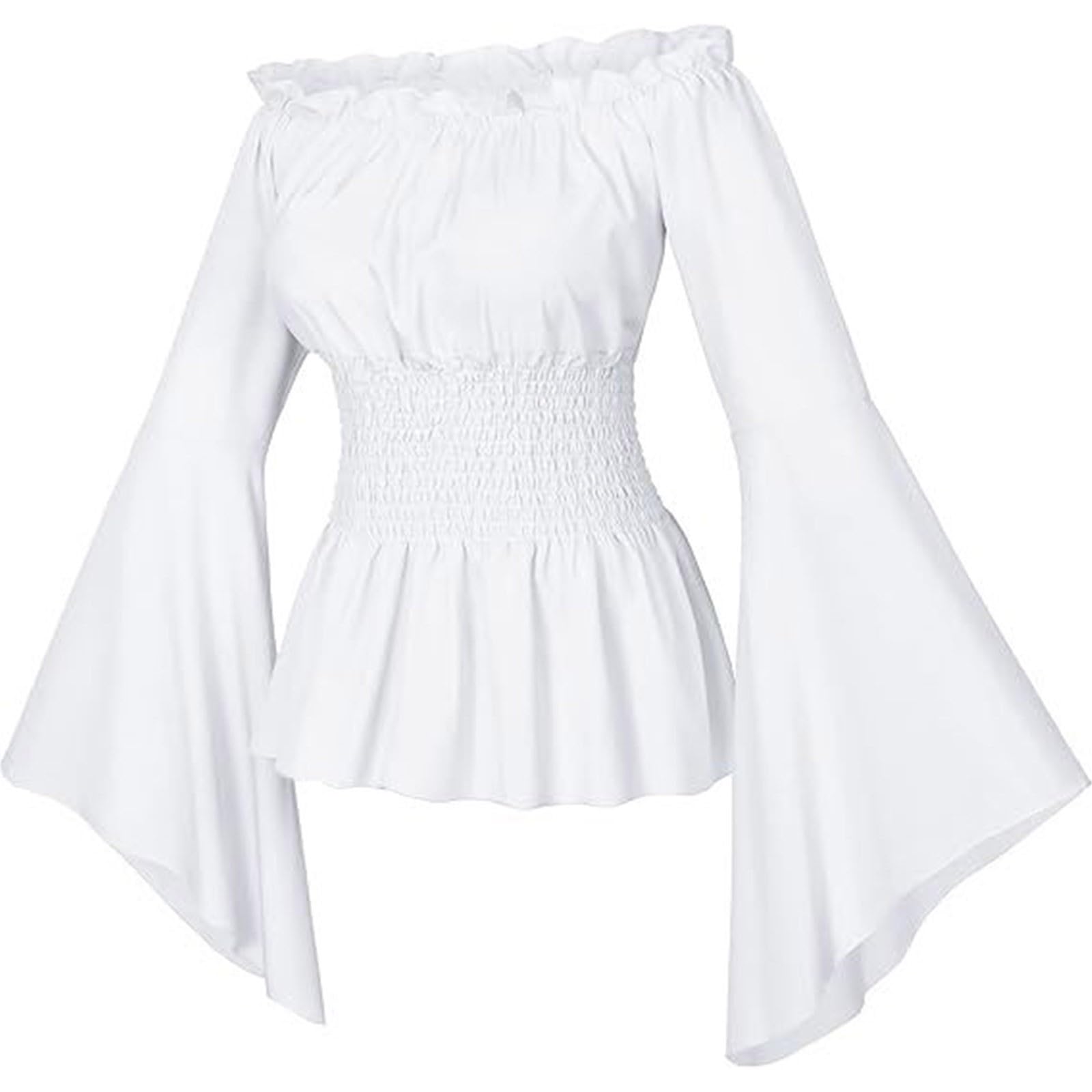 Zanisouta Ropa medieval para mujer, blusa renacentista, bustier victoriano, campesino, volantes, corsé, cintura ahumada, camisa bohemia, pirata, camisa con cinturón, juego gótico steampunk, corsé