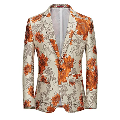 UNINUKOO Mens Blazer Floral Suit Jacket Notched Lapel Tuxedo Luxury Paisley Prom Casual Blazer for Men