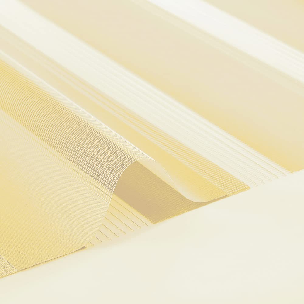 Eurohome - Doppia tenda avvolgibile Klemmfix senza fori, 55 cm x 130 cm (larghezza del tessuto: 51 cm) beige, trasparente e opaca, con supporti di serraggio per finestre e porte