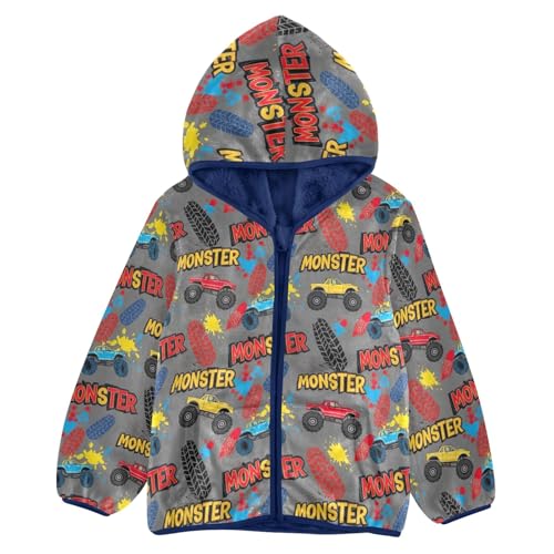 CHIFIGNO Colorful Trucks Toddler Snow Jacket Soft Winter Coats for Boy 3T