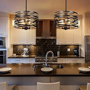 126 farmhouse chandeliers for dining room 3 light industrial metal hanging light fixture rustic drum pendant light for entryway kitchen foyer bedroom black with retro wood texture interior  urban country home decor