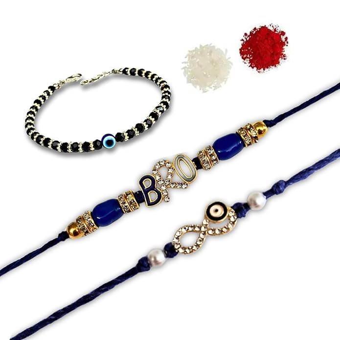 VACHANMOLI Evil Eye Rakhi Combo Bro Thread Rakhi For Bhaiya and Unique Infinity Rakhi For Bhabhi with Silver Touch Evil Eye Bracelet to Protect Negetivity (B0D877BTMJ) Amazon Price History, Amazon Price Tracker