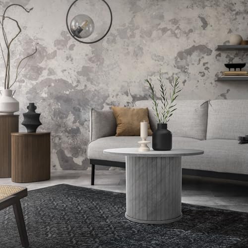 ML-Design Couchtisch rund Ø60 x 40 cm, Beton-Optik, Grau, Wohnzimmertisch mit überstehender Tischplatte, Beistelltisch ideal für Wohnzimmer, Kaffeetisch im modernen Stil, Sofatisch für Tee und Kaffee – Bild 3