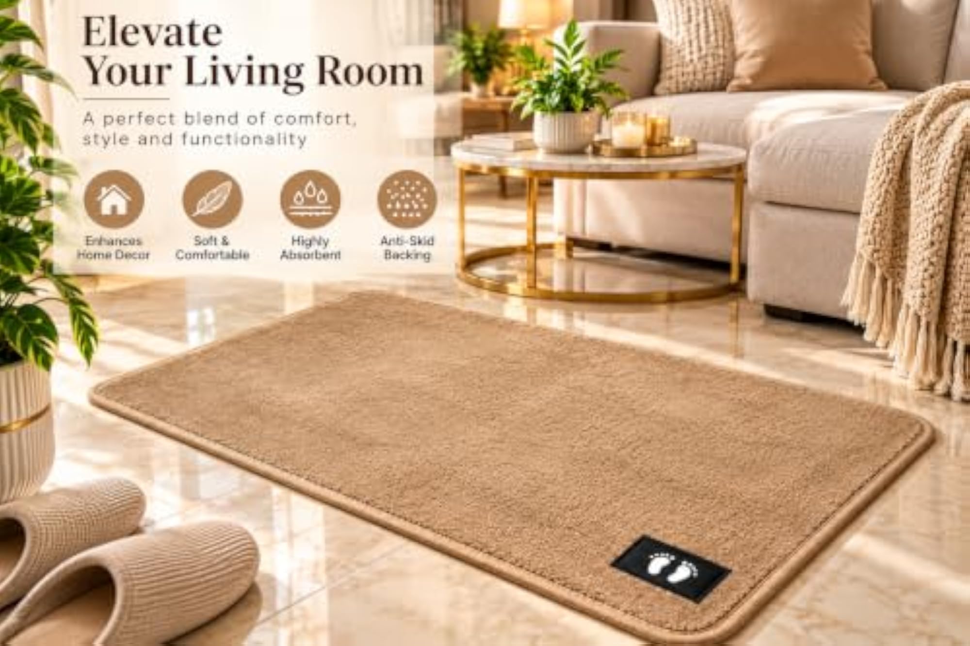 Soft Microfiber Anti-Slip Bathroom Mats, Super Absorbent