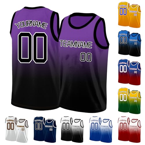 Image of Custom Basketball Jersey for Men - Personalized Name & Number, Embroidered or Printed, Athletic Shirt for Kids, Boys & Youth