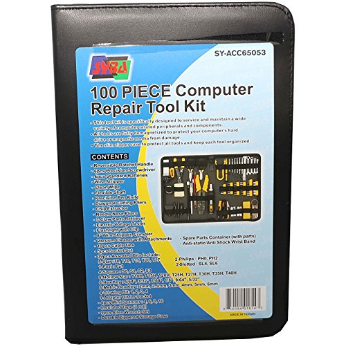 100 Piece Computer Technician Tool Kit for Repairing, Wiring, Cleaning