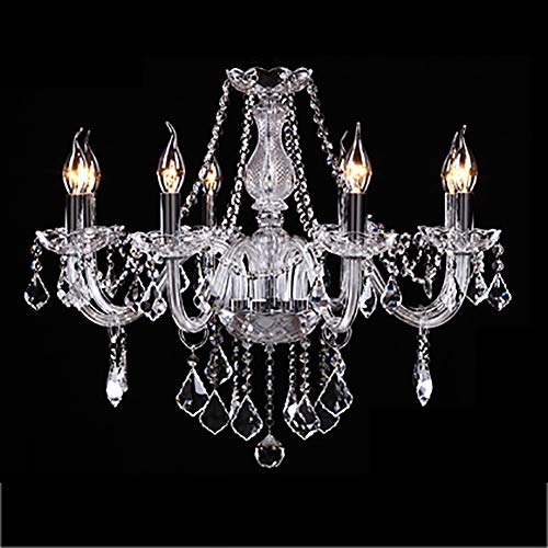 LEILIUDD Lámpara, candelabro de cristal de vela, lámpara de techo de gota de lluvia, lámpara de techo moderna de altura ajustable para comedor, pasillo, interior/luz transparente/8 cabezales