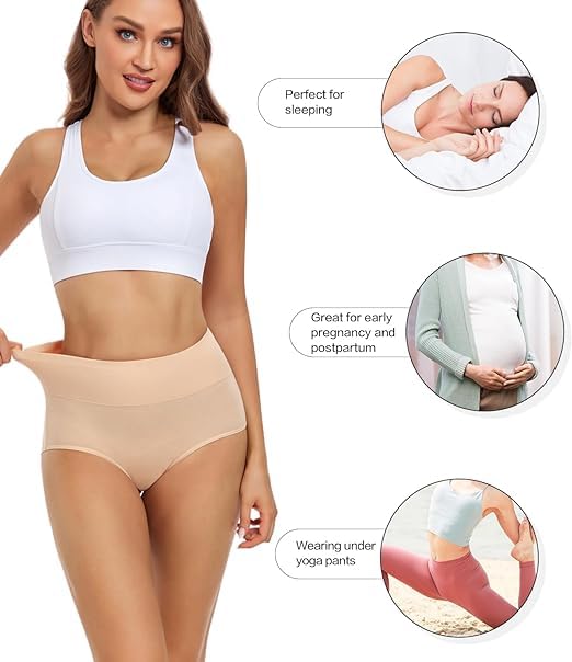 Image of DIVING DEEP Women's Briefs, 4 Pack, High Waisted Underwear, Comfortable Cotton Panties