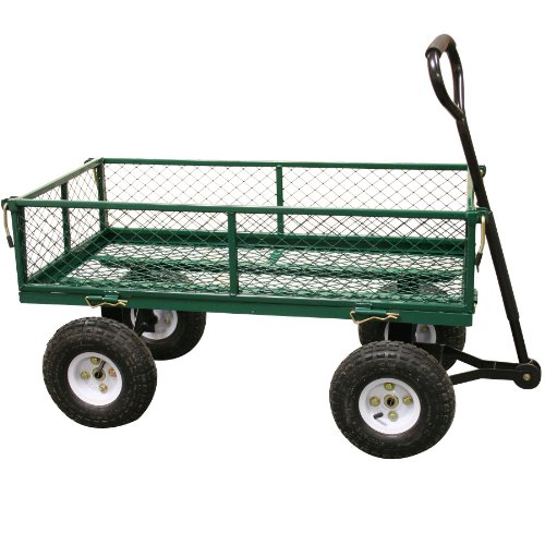 Rhyas Heavy Duty Steel Garden Trolley Cart Wheelbarrow Trailer Large 320kg