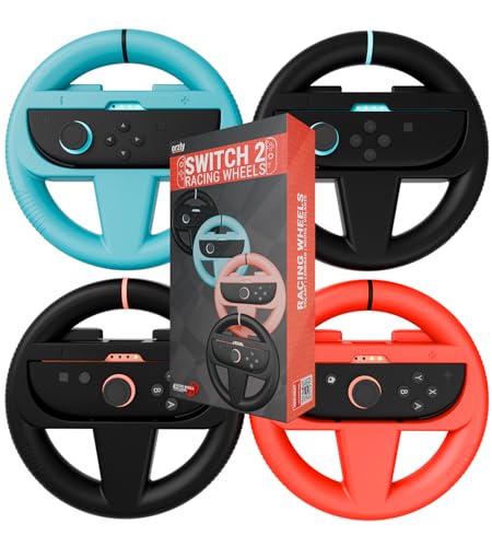 Orzly Racing Steering Wheels Compatible with Switch 2 (2025 Console) – Party [Pack of 4] Joy-Con...