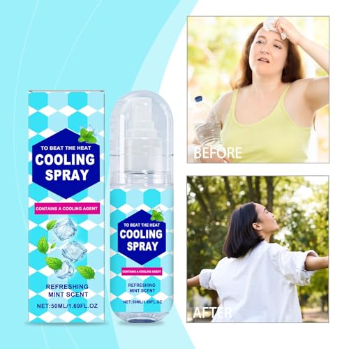 Generisch Spray refrescante, refrescante de menta, alivio instantáneo de calor y larga duración – Piel fresca – Friendly Mist for Body, Clothes & Outdoor Portable Fast – Acting Summer Heatstroke - imagen 5