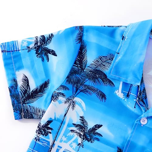 Image of Weixinbuy Boys Summer Outfits Short Sleeve Hawaiian Shirt and Shorts Vacation Set for Kids Summer Clothes Set