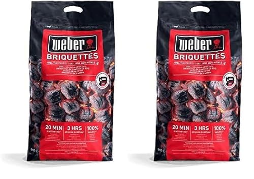 Weber 1759180 Holzkohle Briketts, 40.5 x 35 x 17 cm, Schwarz (Packung mit 2)