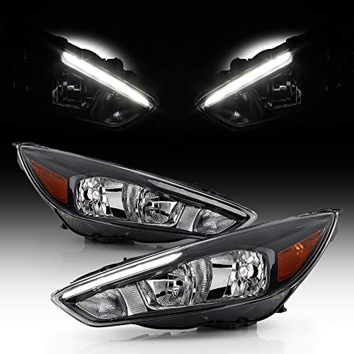 ACANII - For [Halogen Model w/LED DRL] 2015 2016 2017 2018 Ford Focus Headlights Headlamps Assembly Driver & Passenger