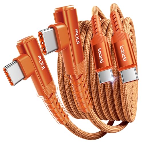 toocki 100W USB C Kabel【2 Stück 2M】 PD3.0 Schnellladekabel,90 Grad Winkel