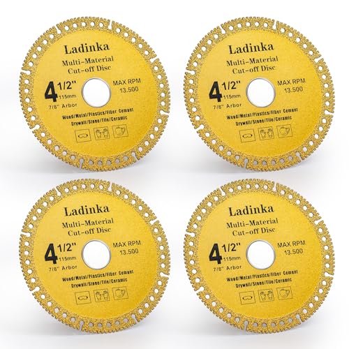 4-Pack 4-1/2 Inch Electro Plated Diamond Grinding Wheel - Heavy Duty Indestructible Disc for Angle Grinder, Multi Material Cutting Blades for Metal, Tile, Stone and Concrete by Ladinka - Used condition - US$12.15