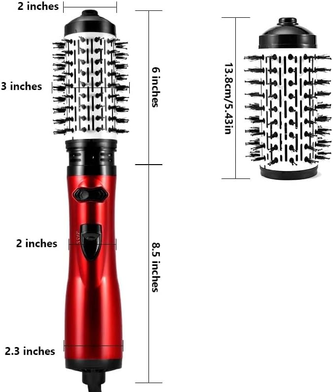 Miniatura 2 de COOBAA Moldeador de aire caliente 3 en 1 y secador de pelo giratorio, secador de pelo, cepillo giratorio de 360, para cabello seco, cabello rizado,
