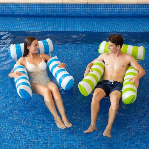 Inflatable Water Hammock Floaties for Adults – Pool Float Lounger with Mesh Seat – Floating Pool Hammock for Adults Swimming Pool Party & Summer Water Fun (2-Pack) by FLOATSILLA - Used condition - Image 2