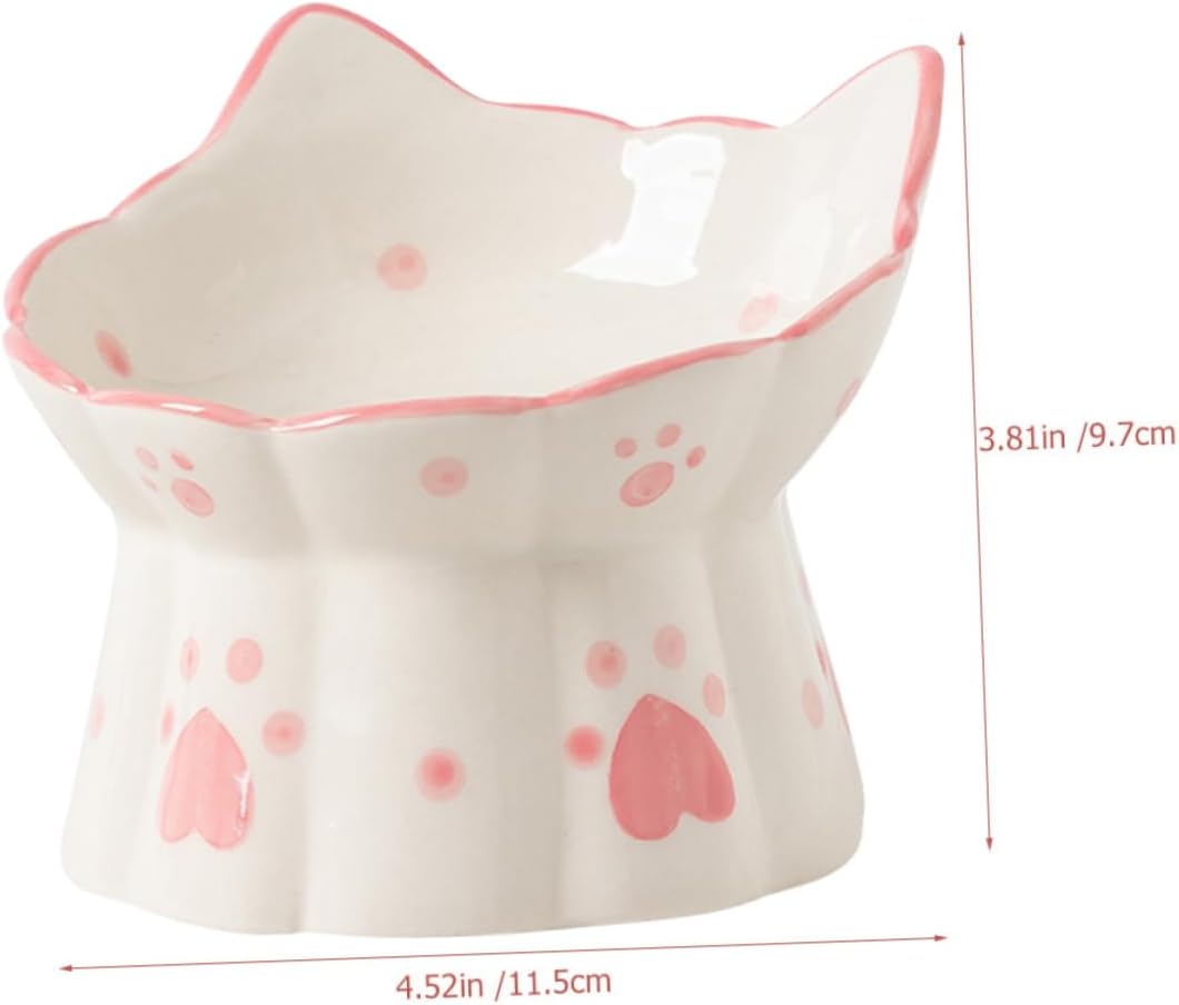2pcs Elevated Ceramic Cat Bowl Raised Pet Food and Water Dishes Spill Design Smooth Surface Easy Clean Whisker Friendly Indoor Cats and Dogs Feeding