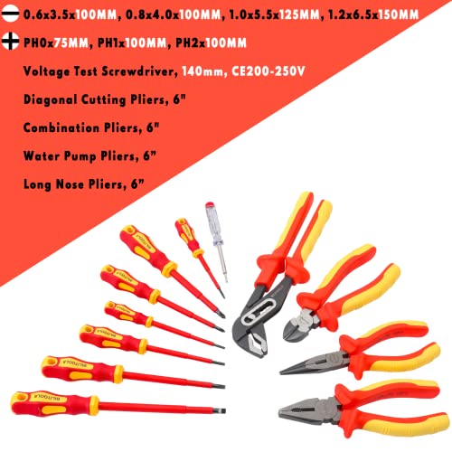 Bilitools 1000V Insulated Screwdriver & Pliers Set, Magnetic Vde Tools For Electrician #TOP3