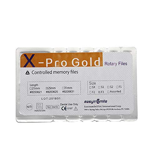 Easyinsmile X-Pro Gold Taper Niti Endo Rotary Files 6Pcs Endodontic Controlled Memory Files 6Pcs #TOP1