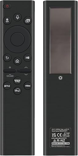 Rechargeable TV Remote for Samsung Smart TVs, Replacement for All 2019-2026 Samsung TV Remote Control with Voice Control. USB-C Fast Charging. Solar Charging. 2-Year Warranty.